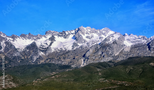 summit of high mountain covered by snow in Lijiang, China