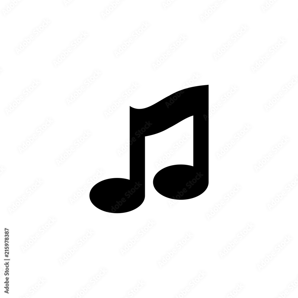 Music Note, Song Melody. Flat Vector Icon illustration. Simple black symbol on white background. Music Note, Song Melody sign design template for web and mobile UI element Music Note, Song Melody. Flat Vector Icon illustration. Simple black symbol on white background. Music Note, Song Melody sign design template for web and mobile UI element