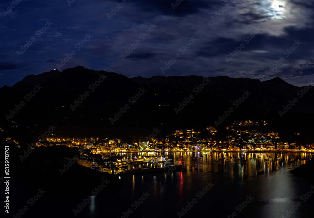 Town Port de Soller, Mallorca, in the dark. Night. Town Port de Soller, Mallorca, in the dark. Night.