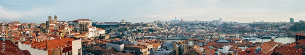 Top view panorama of Porto cityscape