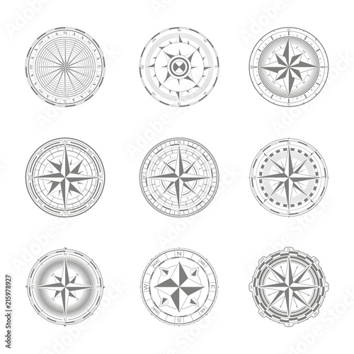 vector icons with compass rose for your design