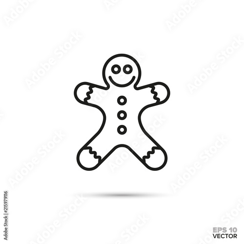 gingerbread man vector line icon. Sweet food symbol.