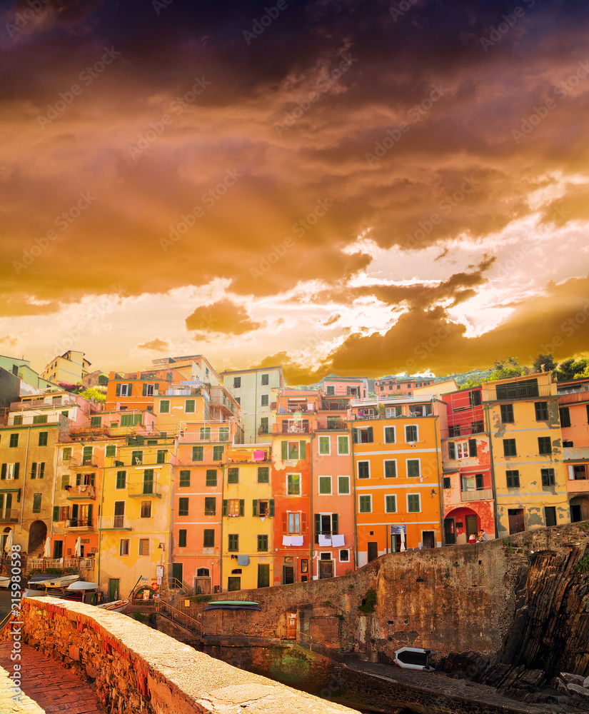 sunrise on colorful houses sunrise on colorful houses