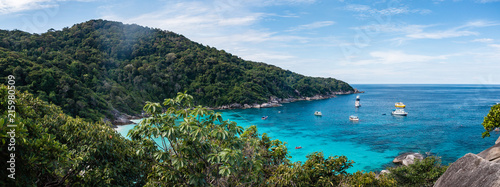 Panoramic view of the beautiful tropical beac and jungle of the Similan Islands in Thailand