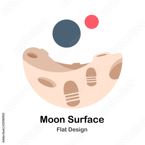 Moon Surface Flat Illustration