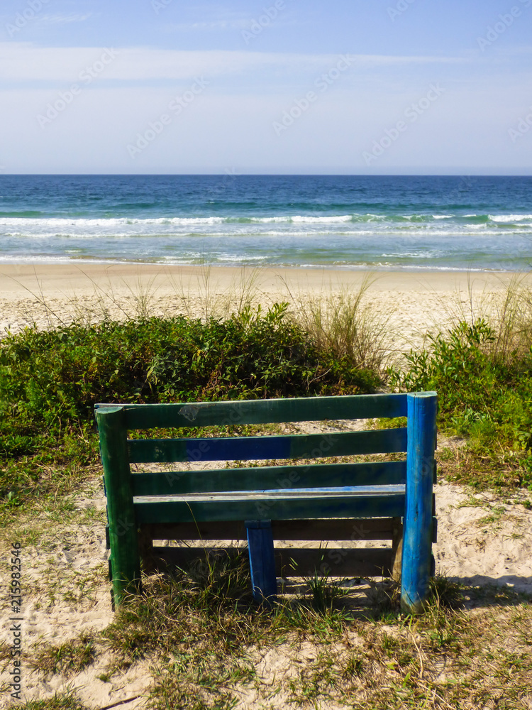 Wooden beach overlooking the ocean at Brava beach - Florianopolis, Brazil Wooden beach overlooking the ocean at Brava beach - Florianopolis, Brazil