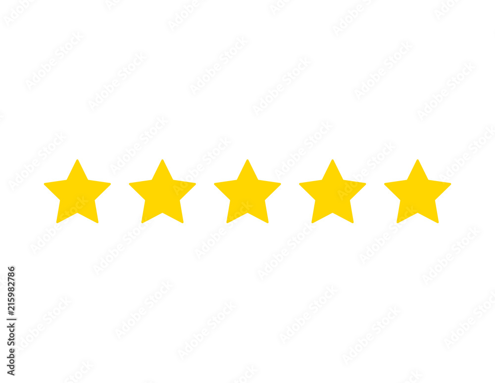 Vector Five Stars Mark, Isolated Illustration, Flat Design Element.