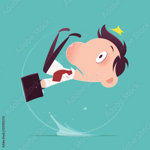 Cartoon businessman slipped on a water puddle , Illustration-Vector