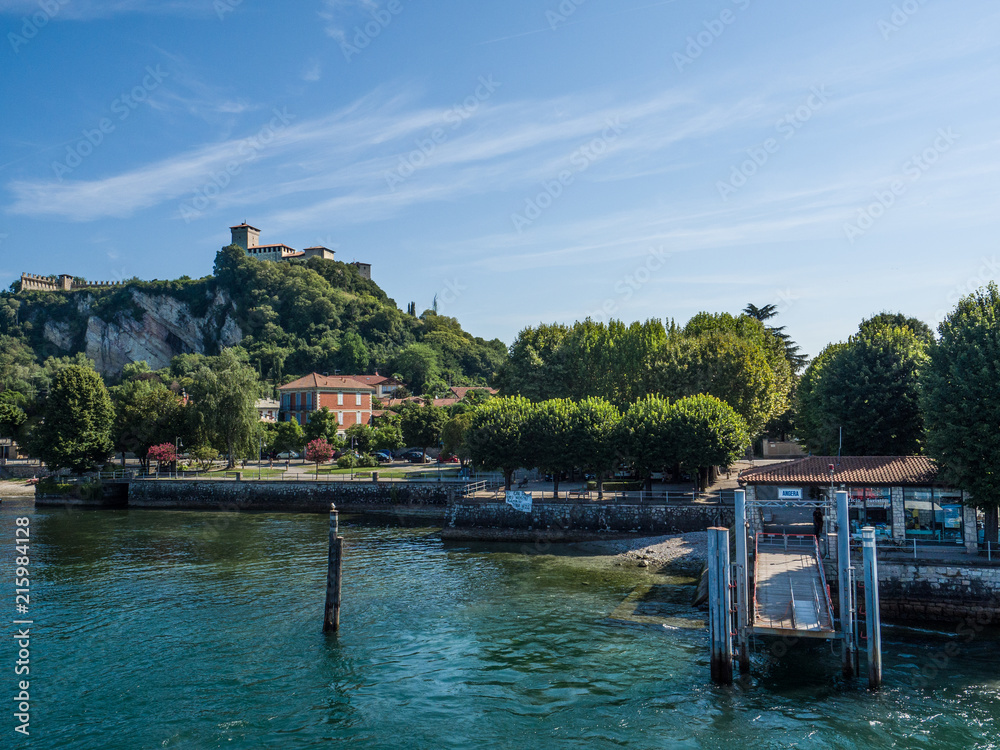 lake maggiore, Italy. The castle of Angera on the hill lake maggiore, Italy. The castle of Angera on the hill
