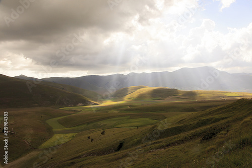 A magnificent sunrise in Castelluccio di Norcia. expecting more to the thousand colours of flowering 