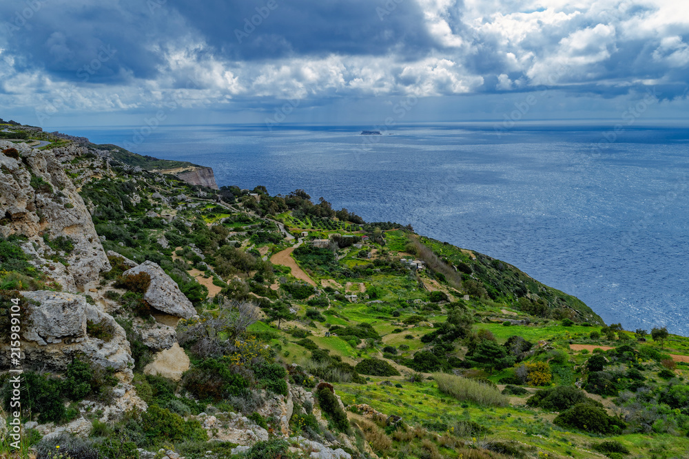 Mediterranean coastline of Malta island from high point. Mediterranean coastline of Malta island from high point.