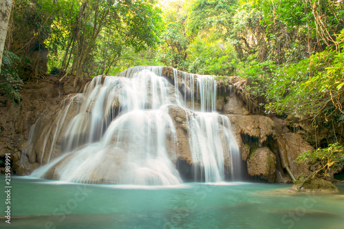 Waterfall Huay Mae Kamin National Park in Kanchanaburi Province, Thailand.