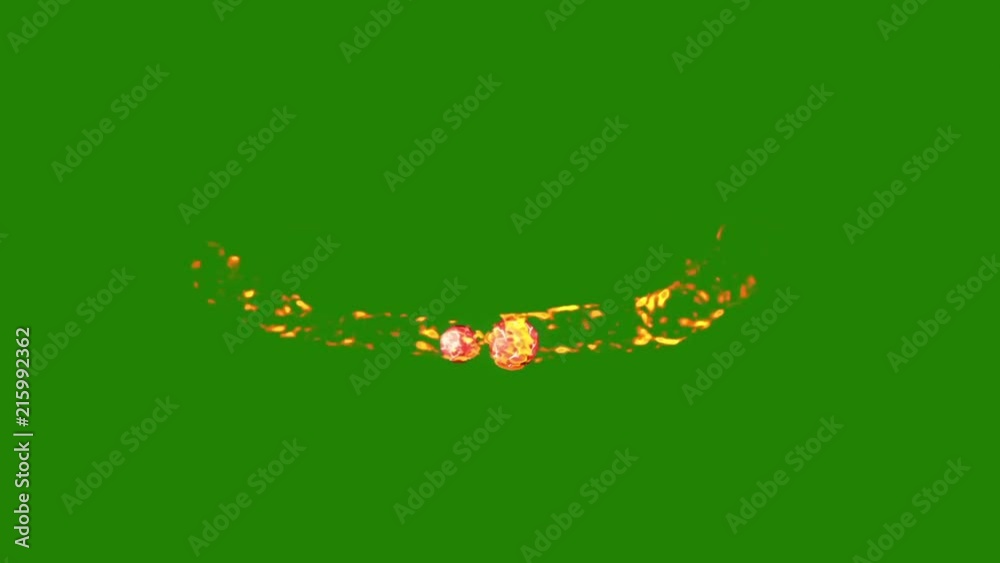 Magic Fire Ball Bump Green Screen 3D Rendering Animation