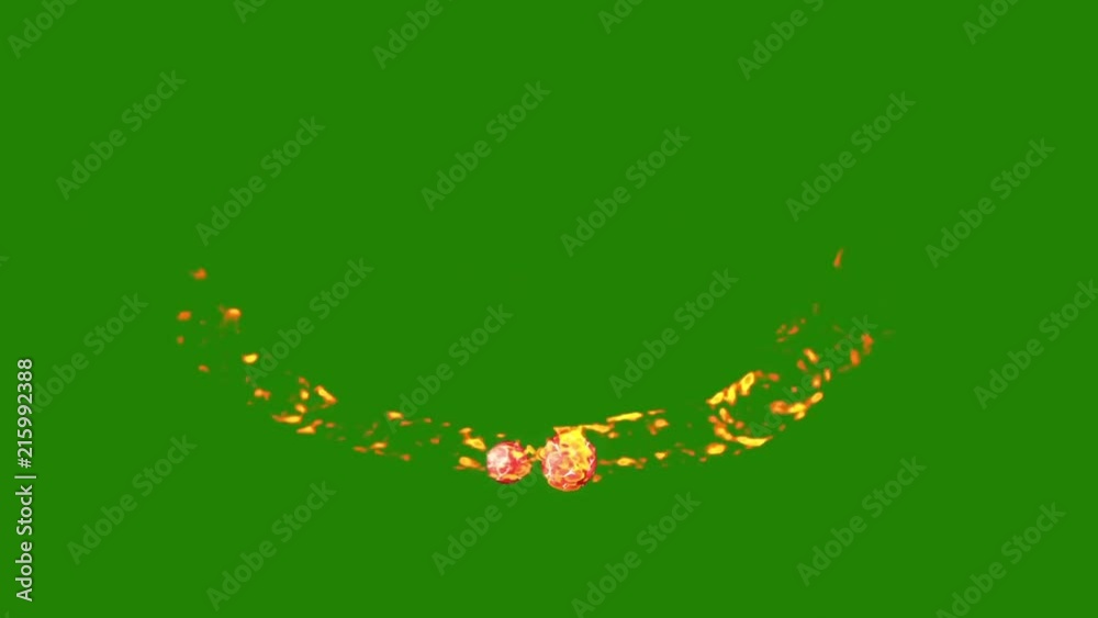 Magic Fire Ball Strike Green Screen 3D Rendering Animation