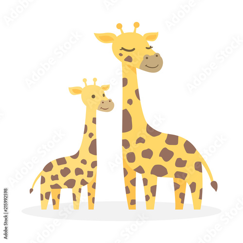 Two giraffes  Cute cartoon character  vector illustration.