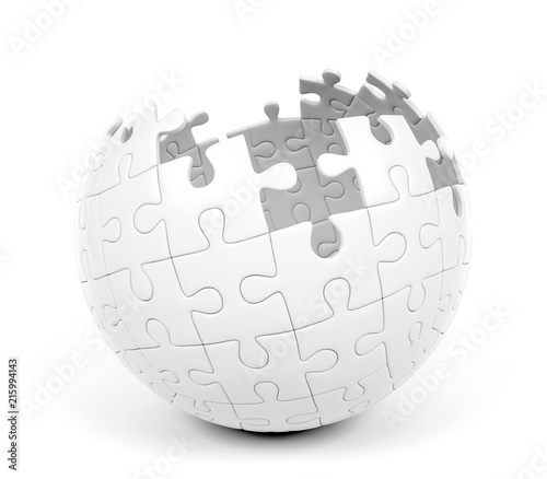 Spherical puzzle with missing pieces, 3D Rendering