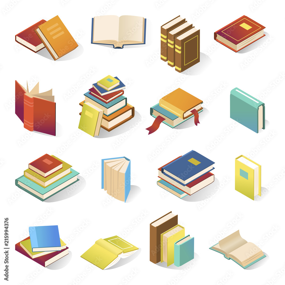 Obraz premium Book icon isometric set