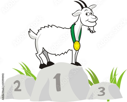 goat champion. standing on the championship stone