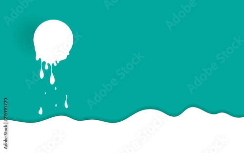 melting moon flat design vector illustration on green background.
