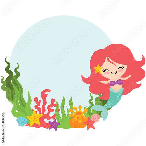 Vector Mermaid Circle Wreath Illustration