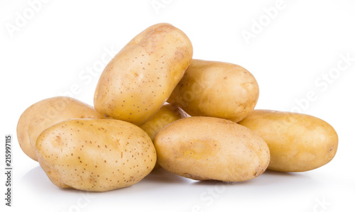 group of yellow new potato isolated on white background