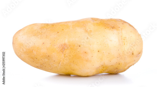 One tasty raw yellow potato isolated on white background
