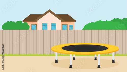 Jumping trampoline vector flat