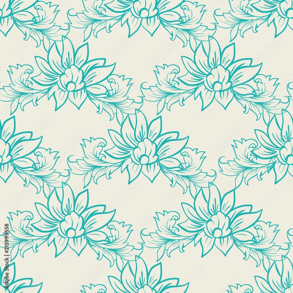 Art damask decorative seamless pattern in simple style Art damask decorative seamless pattern in simple style