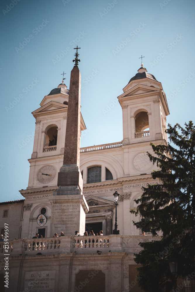 Santissima Trinità dei Monti in rom roam for sightseeing on a beautiful day tourism 