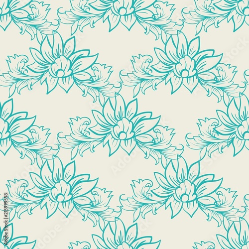 Art damask decorative seamless pattern in simple style