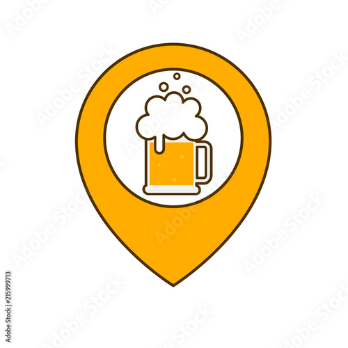 Beer point icon. Pub location. Isolated vector illustration on white background.