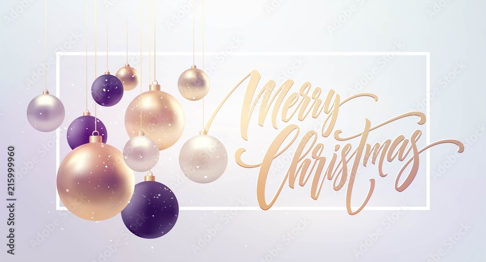 Christmas background with baubles and place for text. Vector Illustration - obrazy, fototapety, plakaty 