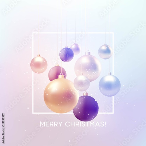 Christmas background with baubles and place for text. Vector Illustration