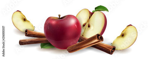 Cinnamon and red apples