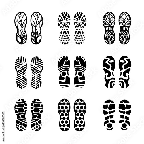 Footprint of shoe sole isolated on white background.