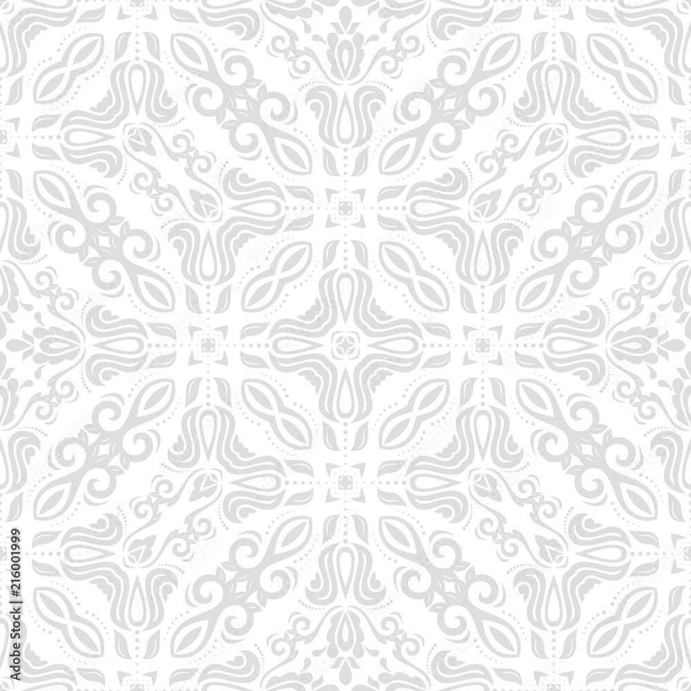 Orient classic light silver pattern. Seamless abstract background with repeating elements. Orient background