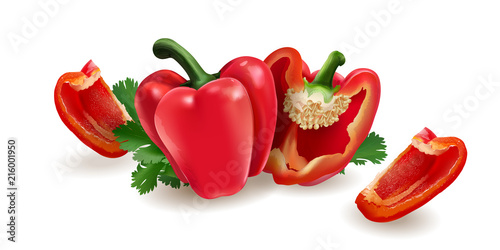 Red pepper on white background