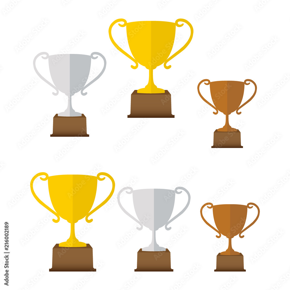 Vector gold, silver and bronze winners cup. Vector illustration Vector gold, silver and bronze winners cup. Vector illustration
