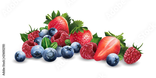 Fototapeta Naklejka Na Ścianę i Meble -  Raspberries, blueberries and strawberries