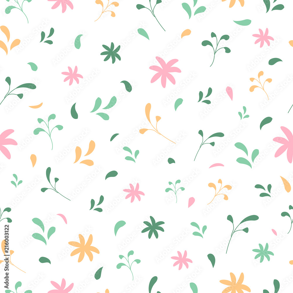 Spring or summer vector seamless pattern with floral elements Spring or summer vector seamless pattern with floral elements