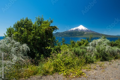 Volcano of Osorno with ice cap during summer  Chile