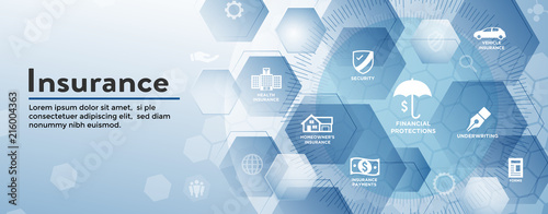 Insurance Web Header Banner that Covers homeowners, medical, life, and vehicle insurance