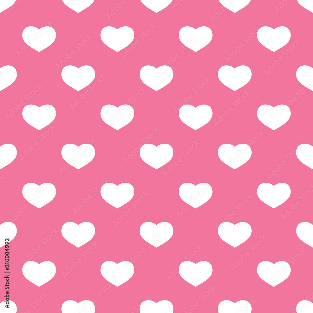 Cute vector seamless pattern with pink hearts