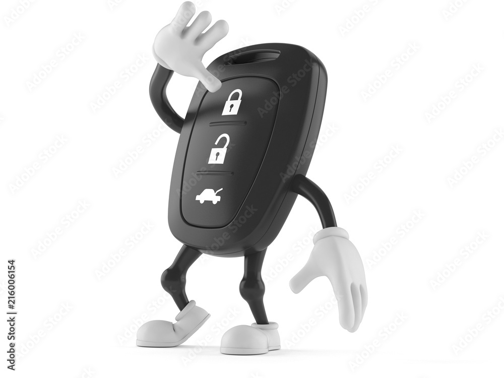 Fototapeta premium Car remote key character looking up