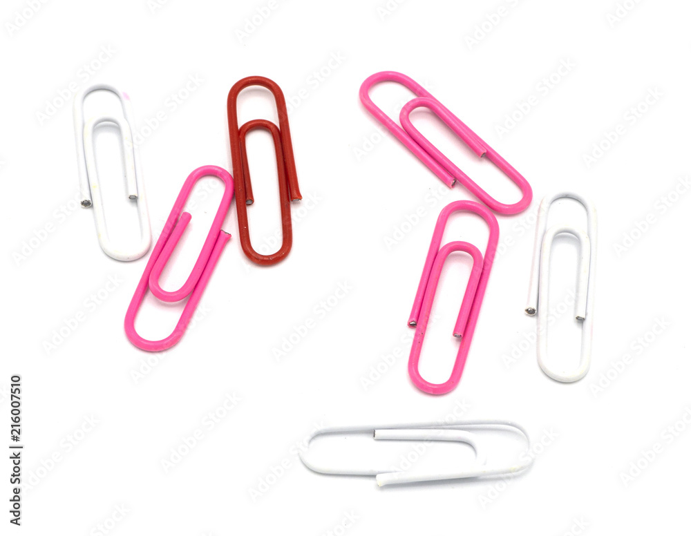 colorful of paper clips isolated on white background colorful of paper clips isolated on white background