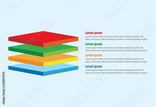Vector of four 3D square layers infographic template photo
