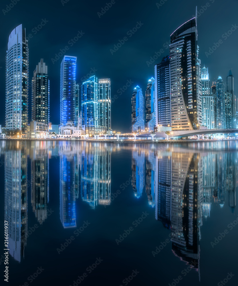 Fototapeta premium Dubai Marina bay view from Palm Jumeirah, UAE