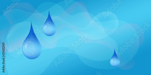 Drops of water on a blue background, a symbol of clean water. Hand-drawn