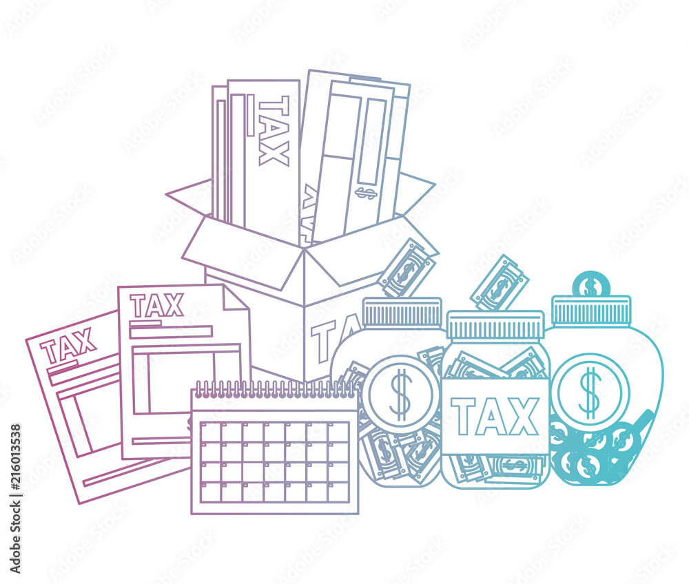 box carton taxes with set icons vector illustration design box carton taxes with set icons vector illustration design