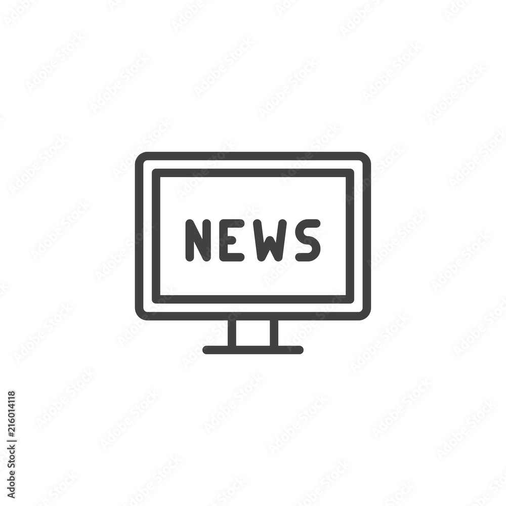 TV news outline icon. linear style sign for mobile concept and web design. Television news simple line vector icon. Symbol, logo illustration. Pixel perfect vector graphics TV news outline icon. linear style sign for mobile concept and web design. Television news simple line vector icon. Symbol, logo illustration. Pixel perfect vector graphics